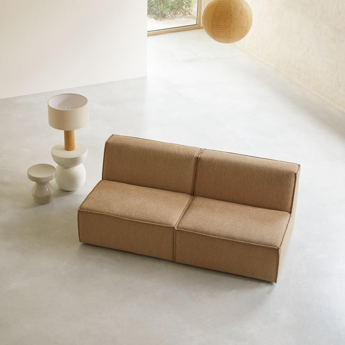 SOFA Dario Braun aus Stoff - Braun, Textil (185/75/93cm) - Tikamoon