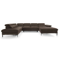 ECKSOFA U-Form 350 cm Amaro M mit Schlaffunktion, Rechts, Braun - Braun, Holz (353/214cm) - Emporius