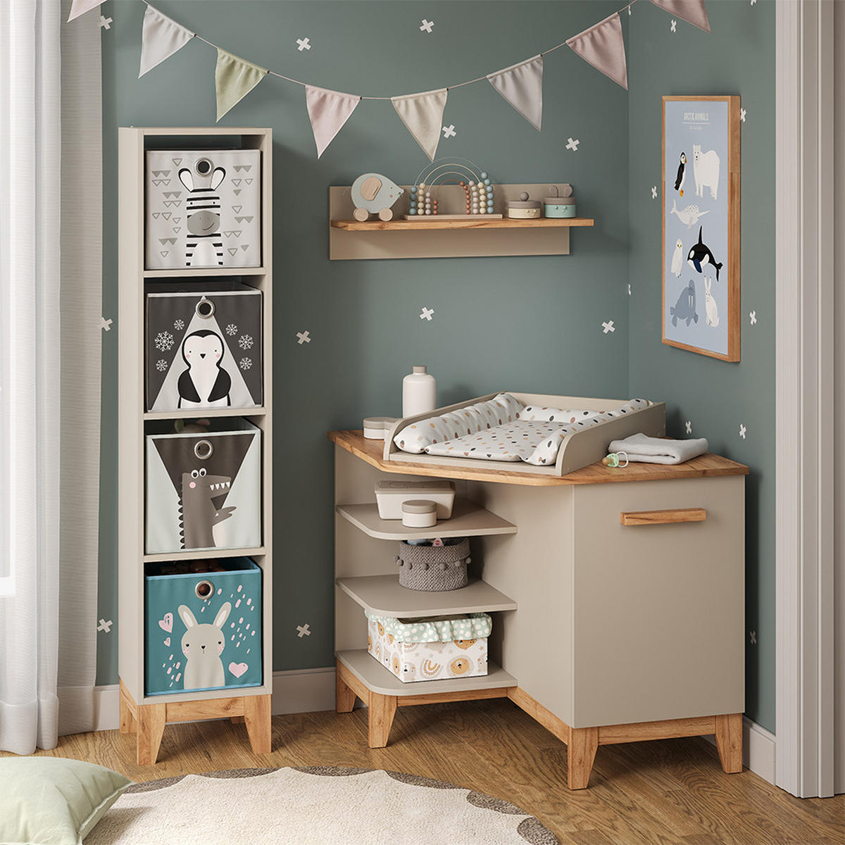 PŘEBALOVACÍ PULT Malia Kašmír/Řemeselné - kašmírová/světle šedá, kompozitní dřevo (85/85.2/85cm) - VitaliSpa