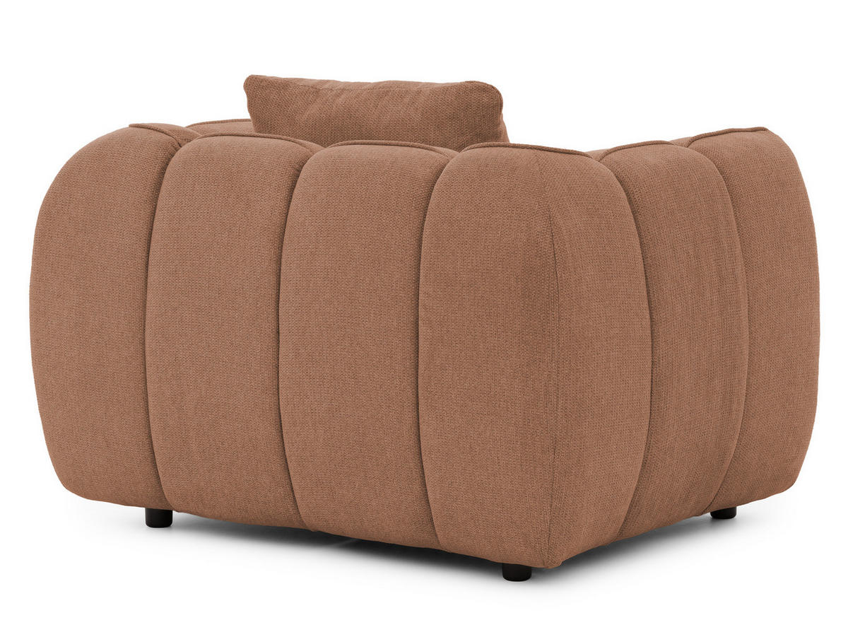 SITZGARNITUR 3+1 Nubira in tief gesteppter Bubble-Optik aus weichem Terrakotta Strukturstoff im modernen Design - Terracotta/Schwarz, Holz/Kunststoff (228/69/89cm) - S-Style Möbel