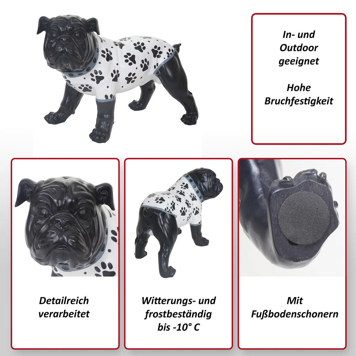 DEKO FIGUR BULLDOGGE Schwarz - Schwarz, Stein (21/25/19cm) - MCW