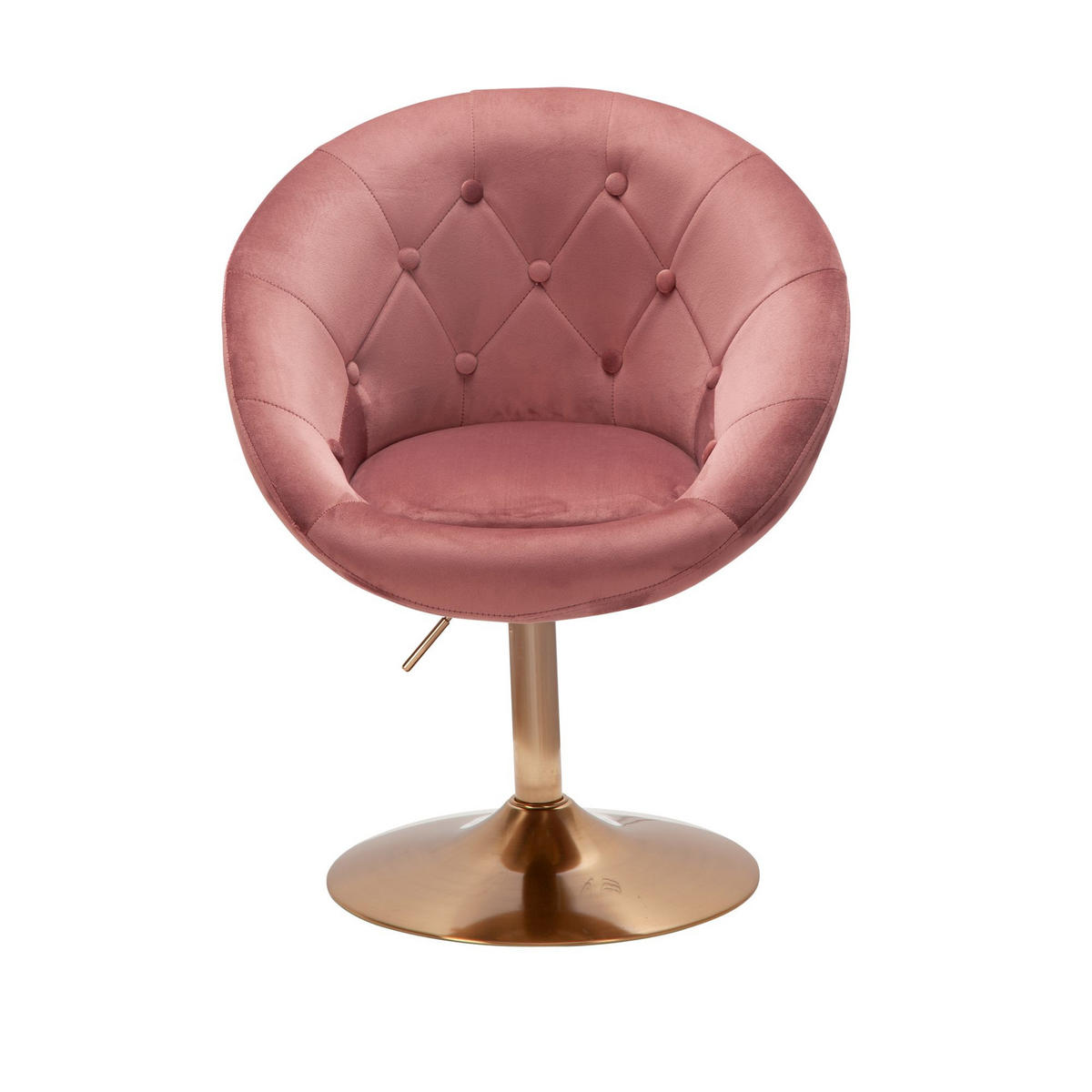 LOUNGESESSEL Chesterfield-Stil mit Samtbezug und 360° Drehfunktion, Rosa 67x62x100 cm - Pink/Goldfarben, Textil/Metall (67/100/62cm) - KADIMA DESIGN