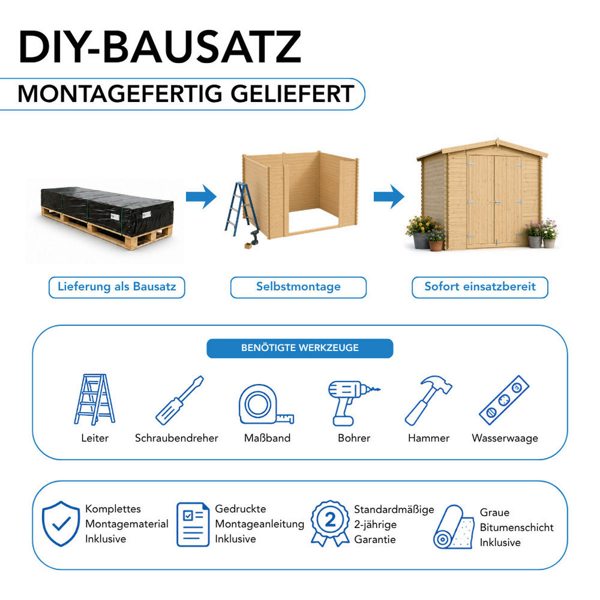 GARTENHAUS HOLZ M367C1 1,98 m² - Naturfarben, Holz (196/218/136cm) - Timbela