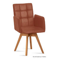 ARMLEHNSTUHL drehbar (4er-Set) Dorie 52x91x60 Eiche geölt/Cognac - Cognac/Eichefarben, Kunststoff (60/91/52cm) - 58aufmkessel