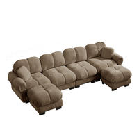WOHNLANDSCHAFT DE-34384 U-Form mit 2 Ottomans und Steppdesign Braun - Braun, Textil (149/90/330cm) - ComfortXL
