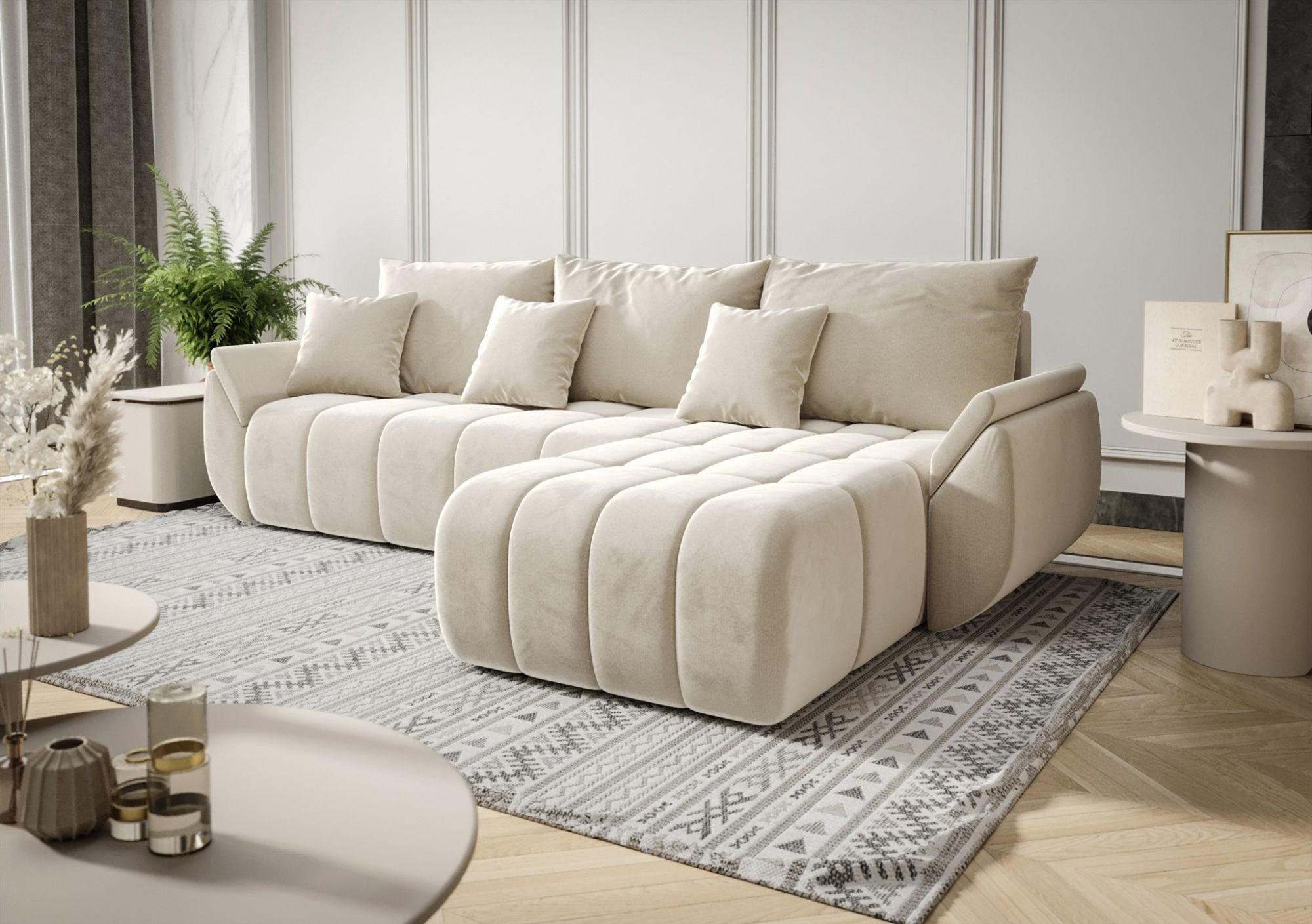 ECKSOFA Osaka - Creme, Holzwerkstoff/Textil (280/185cm) - Fun Möbel
