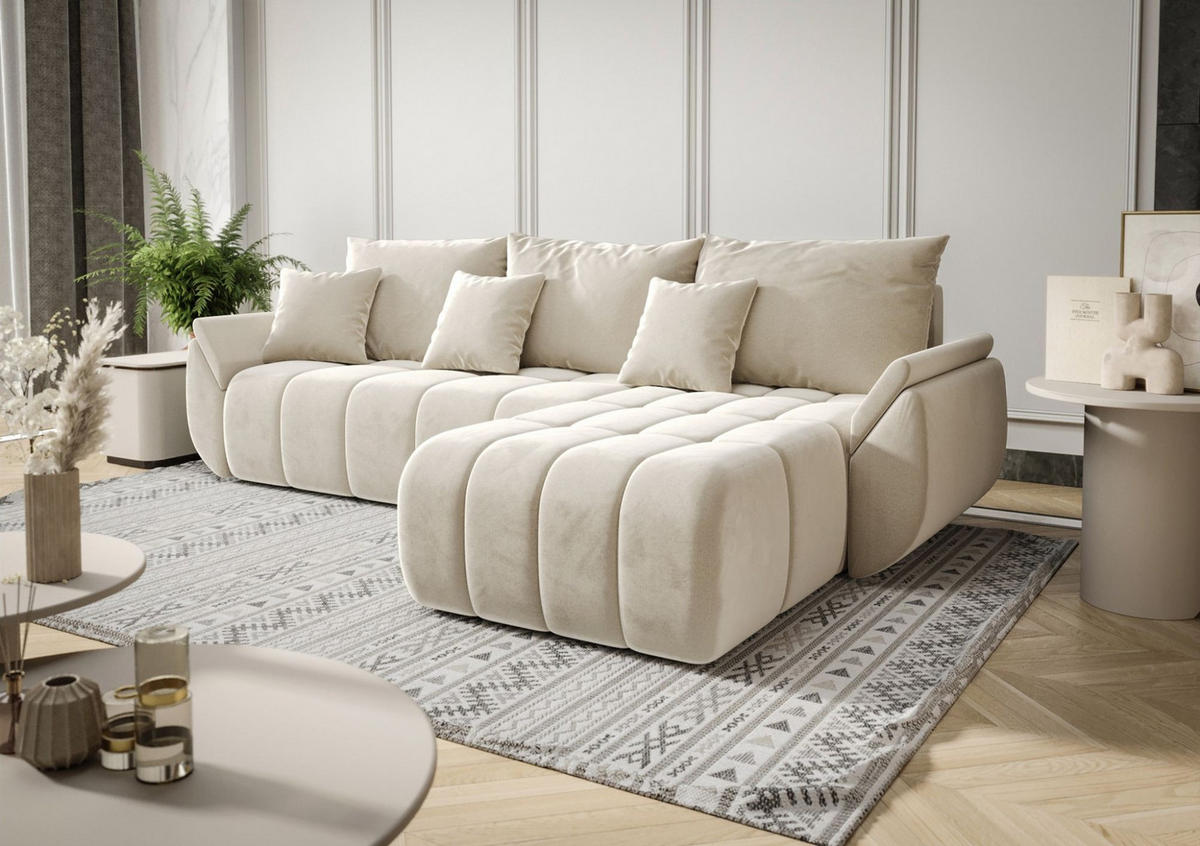 ECKSOFA Osaka - Creme, Holzwerkstoff/Textil (280/185cm) - Fun Möbel
