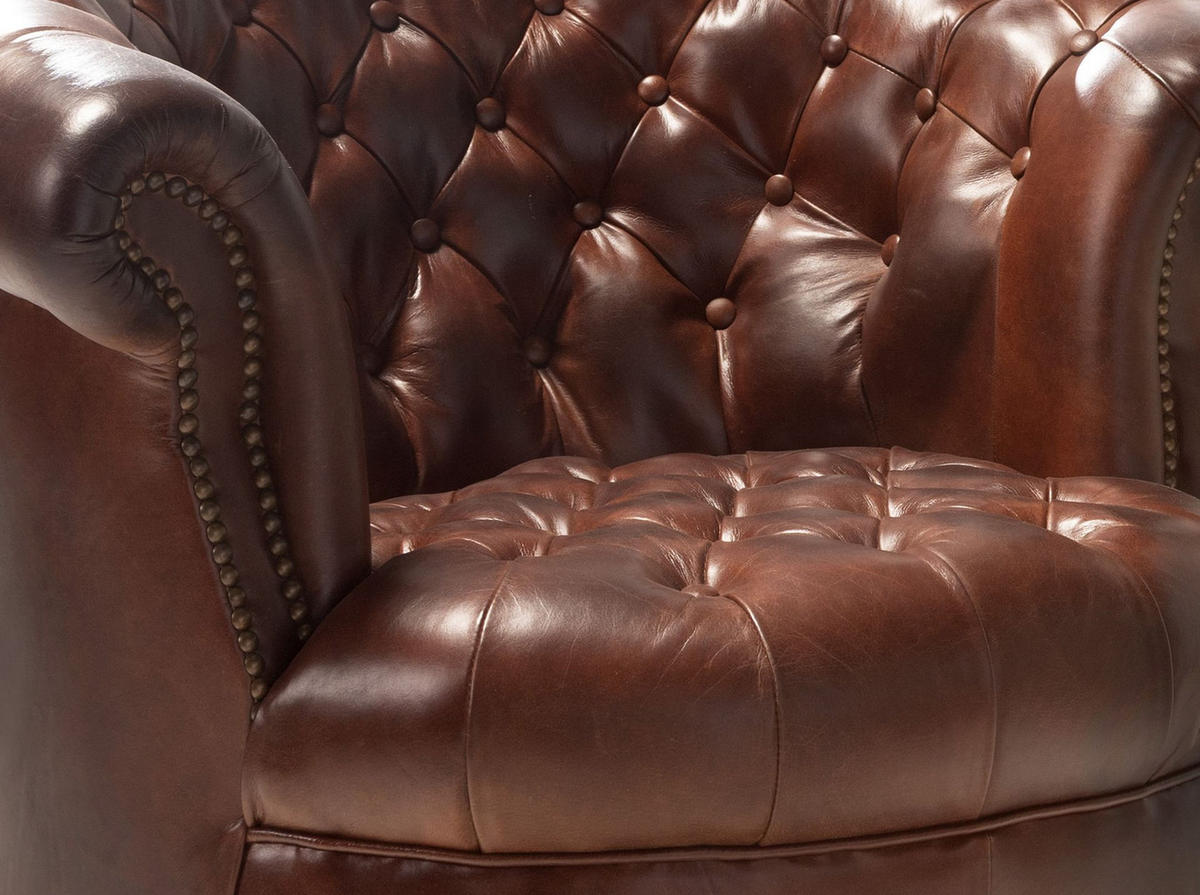 CHESTERFIELD-SESSEL Chester-Sessel aus cognacbraunem Leder 87/83/79 cm - Cognac/Walnussfarben, Leder/Holz (87/79/83cm) - ANGEL CERDA