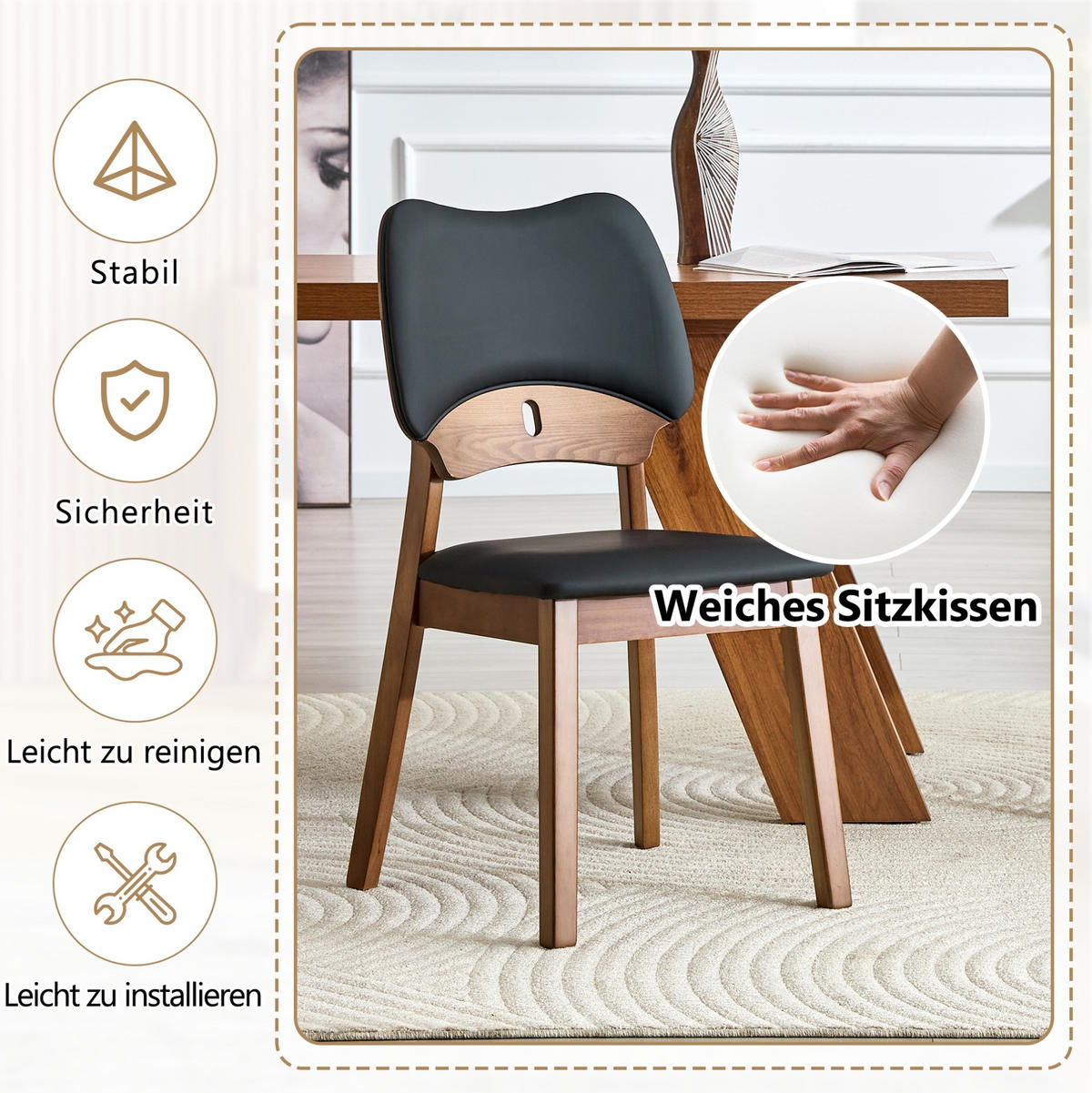 ESSZIMMERSTUHL 2er-Set mit Schmetterlingslehne Holz Schwarz - Schwarz, Holz (43/87.5/51cm) - Meubliv