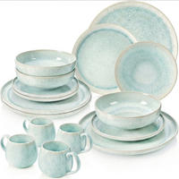 KOMBISERVICE PAROS - 16 teilig aus Steingut - Türkis, Stein (27/27/27cm) - Sänger