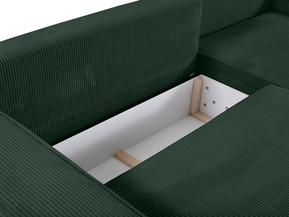 ECKSOFA mit Schlaffunktion - Ecke Rechts - Cord - Tannengrün - AMELIA - Waldgrün, Textil (267/167cm) - Vente-Unique