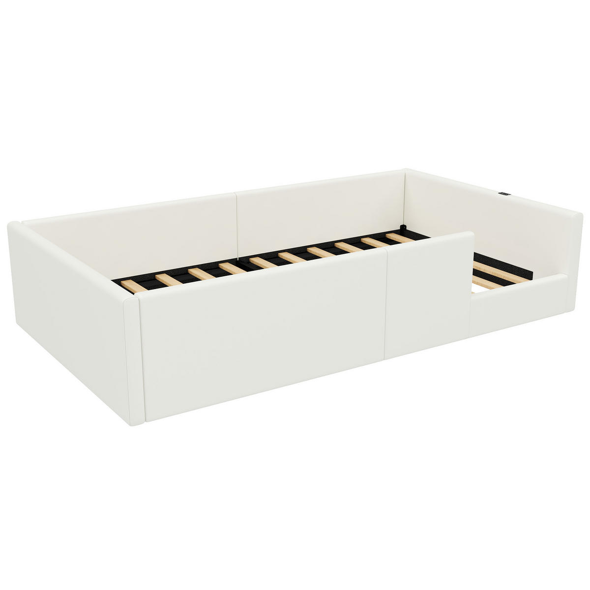 KINDERBETT 90/200 cm DE-03454, mit Schutzgeländer, in Weiß - Weiß, Holzwerkstoff (90/200cm) - ComfortXL