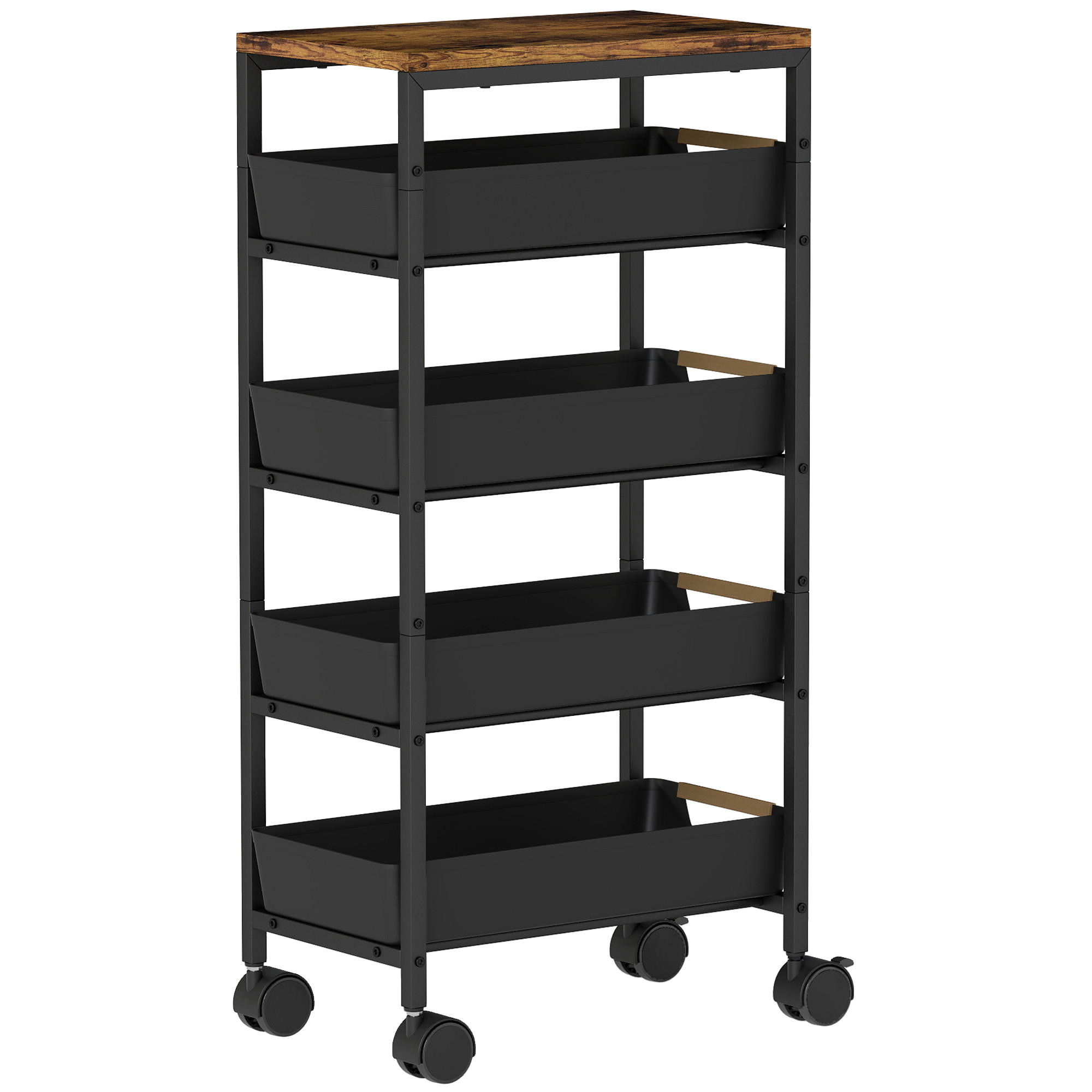 KÜCHENWAGEN Metall Kunststoff Schwarz - Schwarz, Kunststoff/Metall (24/82/39.5cm) - HOMCOM
