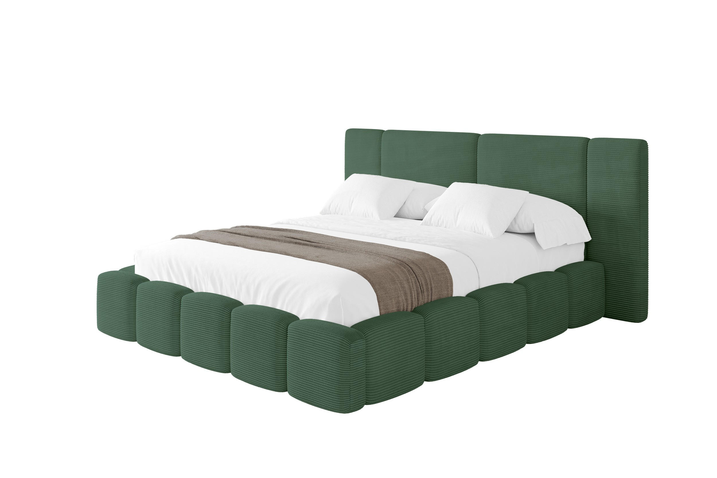 POLSTERBETT mit Bettkasten und Lattenrost, Bett mit Matratze H3/H4 - NILO 180x200 Grün - Grün, Holzwerkstoff/Textil (180/200cm) - ALTDECOR