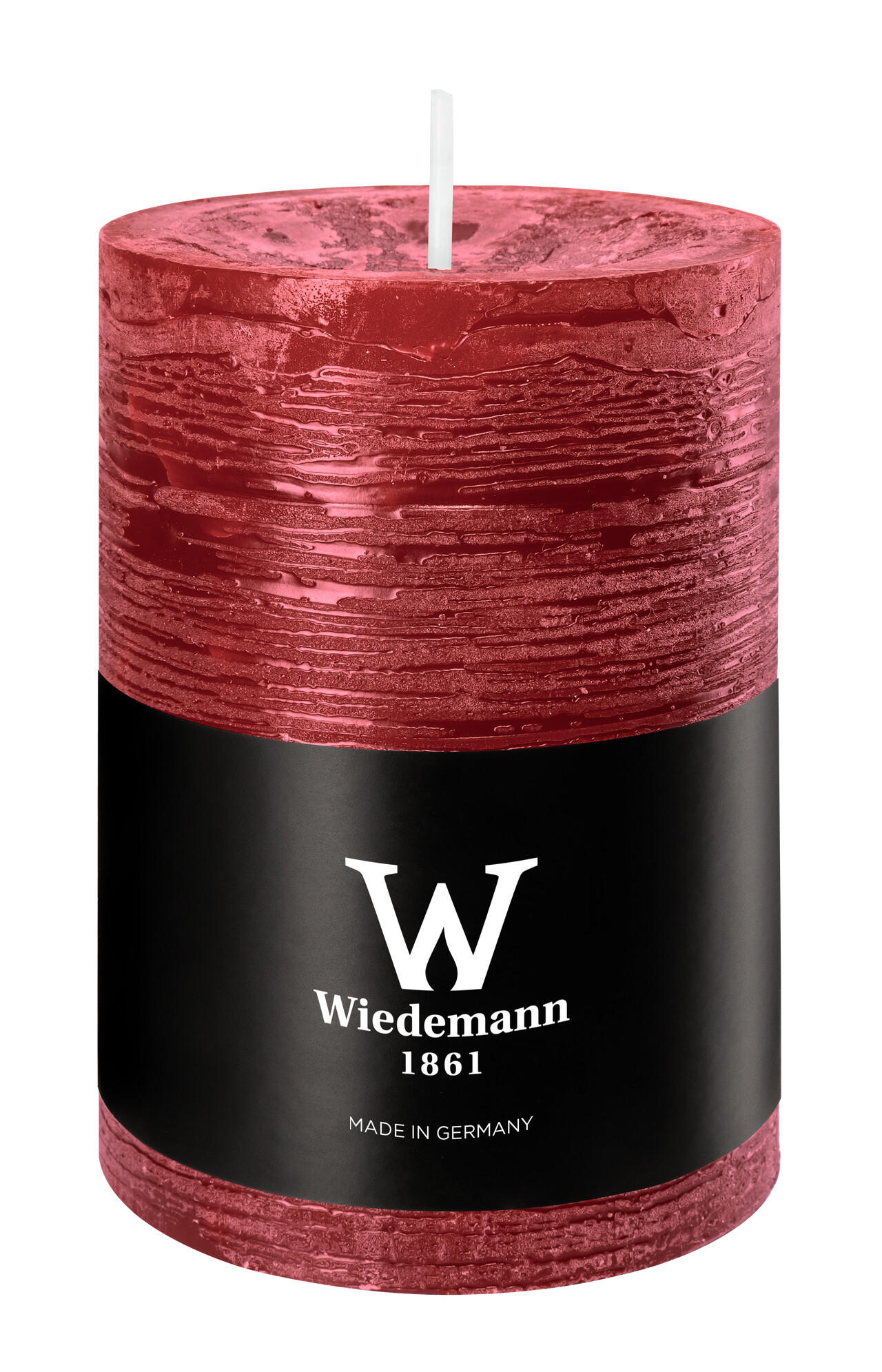 STUMPENKERZE Rustik Marble Style Bordeaux 100 x Ø 68 mm, 1 Stück - Bordeaux, Paraffin (7/10cm) - Wiedemann Kerzen