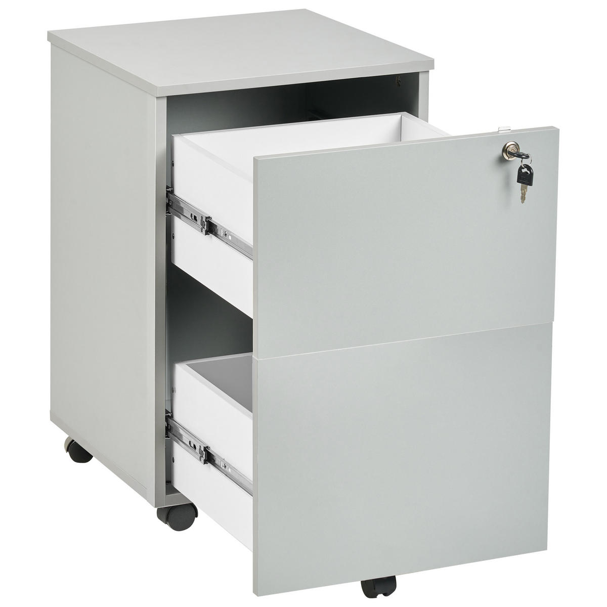 BÜROSCHRANK Hellgrau Johnson - Hellgrau/Schwarz, Holzwerkstoff (40/62/40cm) - Beliani