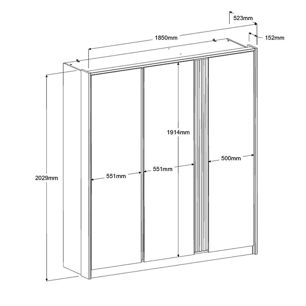 KLEIDERSCHRANK Eiche japanisch, Drehtürenschrank 3-türig 185 cm - Eichefarben, Holzwerkstoff/Metall (185/203/52.5cm) - Parisot Meuble