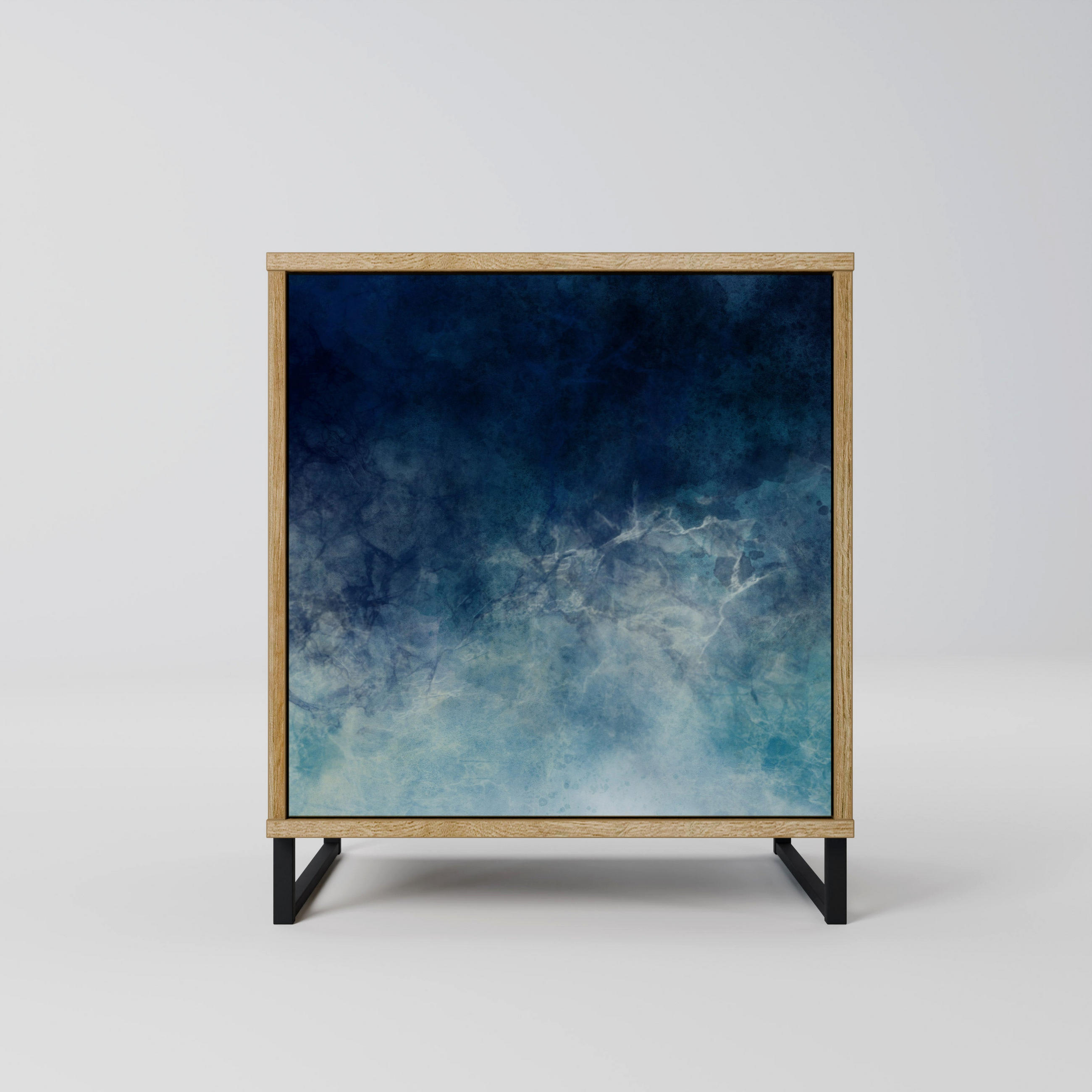 SIDEBOARD CELESTIAL FALL, Eichefarben, 57,5x42x67,5 cm, Schwarze Metall-Rahmenfüße - Eichefarben/Multicolor, Holzwerkstoff/Metall (57.5/67.5/42cm) - SpaceRebels