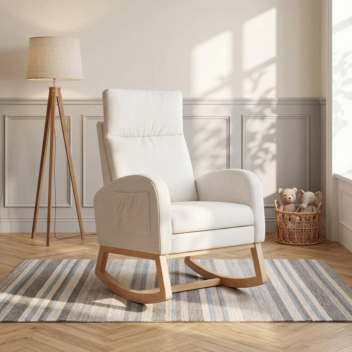 STILLSESSEL Beige - Beige, Holz/Textil (70/106/89cm) - Roba