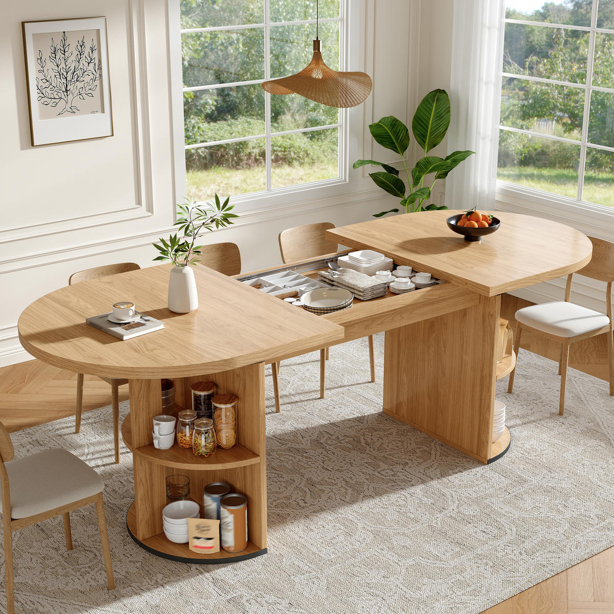 AUSZIEHTISCH Naturbraun 120-160/80/76 cm - Hellbraun, Holz (80/160/76cm) - PANGIVO