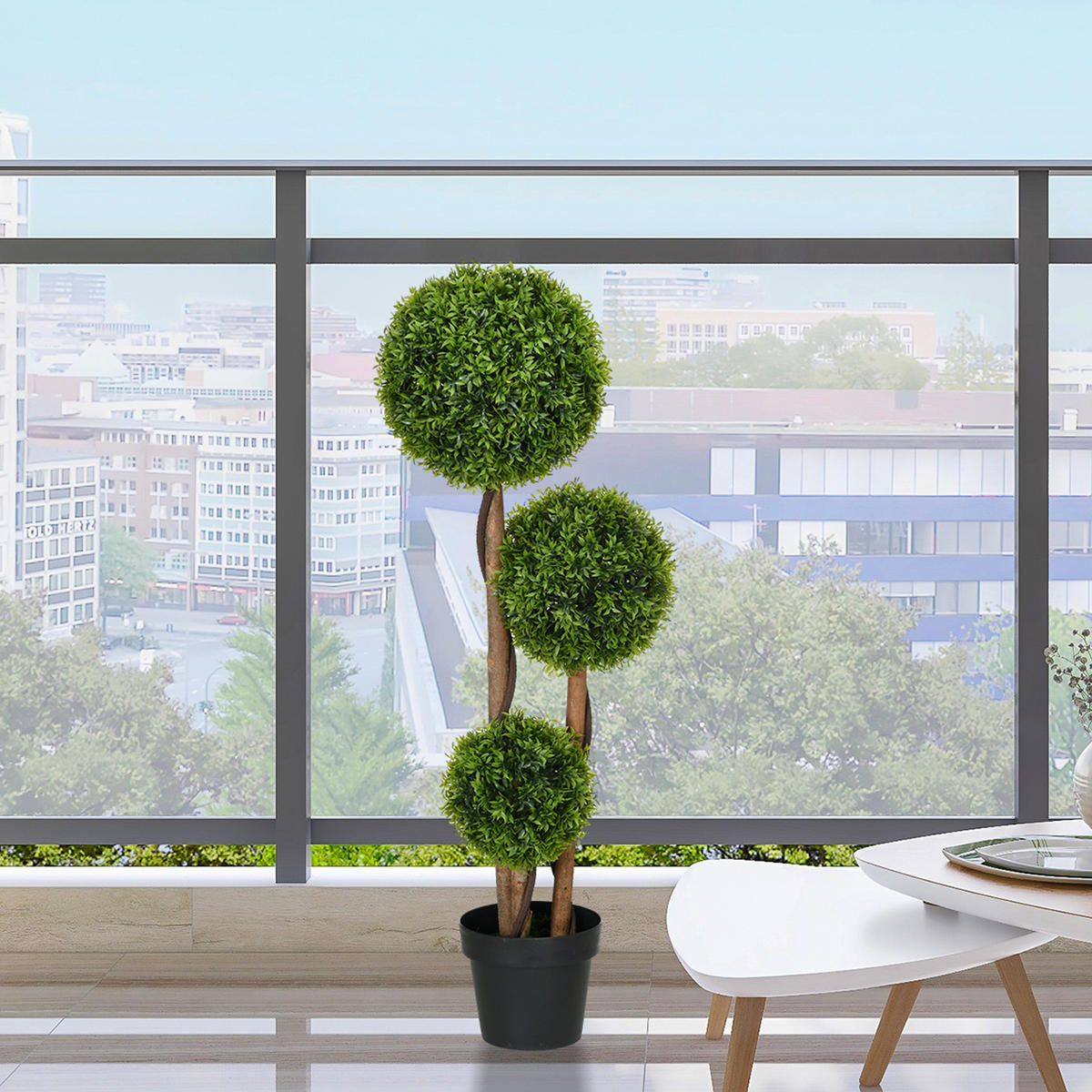 KUNSTPFLANZE PE Grün - Schwarz/Braun, Kunststoff (110cm) - HOMCOM