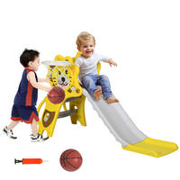 KINDERRUTSCHE DE-17969 3-in-1 mit Basketballkorb, für 18-36 Monate Gelb/Grau - Gelb, Kunststoff (127/187.96/332.74cm) - ComfortXL