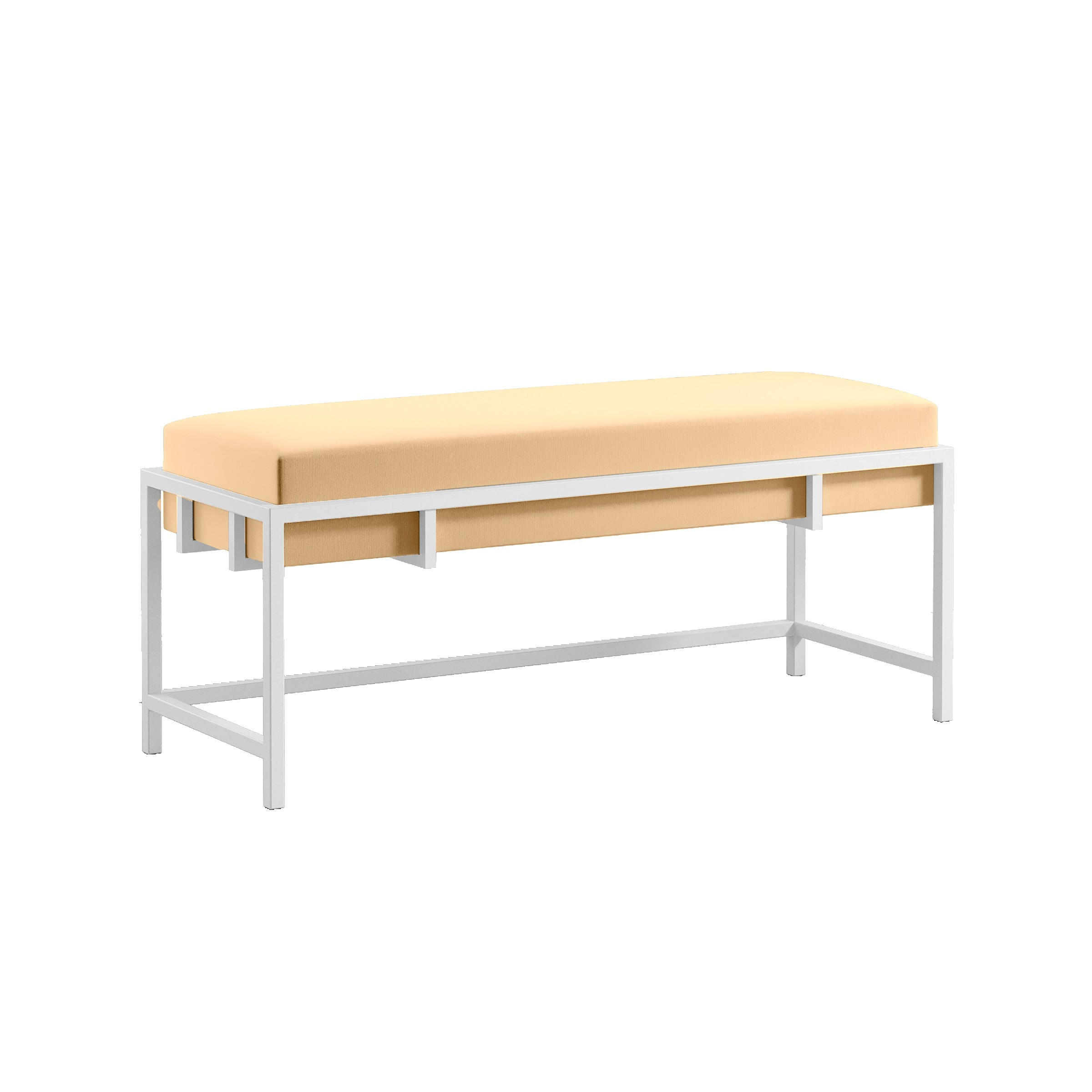 POLSTERBANK LAMO 100 Hellbeige, Weißes Metallgestell - Creme/Weiß, Textil/Metall (100/45/35cm) - Bettso