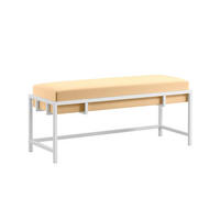 POLSTERBANK LAMO 100 Hellbeige, Weißes Metallgestell - Creme/Weiß, Textil/Metall (100/45/35cm) - Bettso
