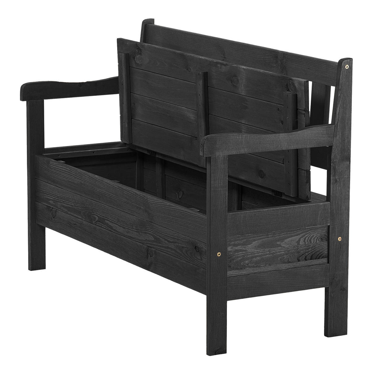 GARTENBANK mit Truhe in Anthrazit - Anthrazit, Holz (120/47cm) - KADAX