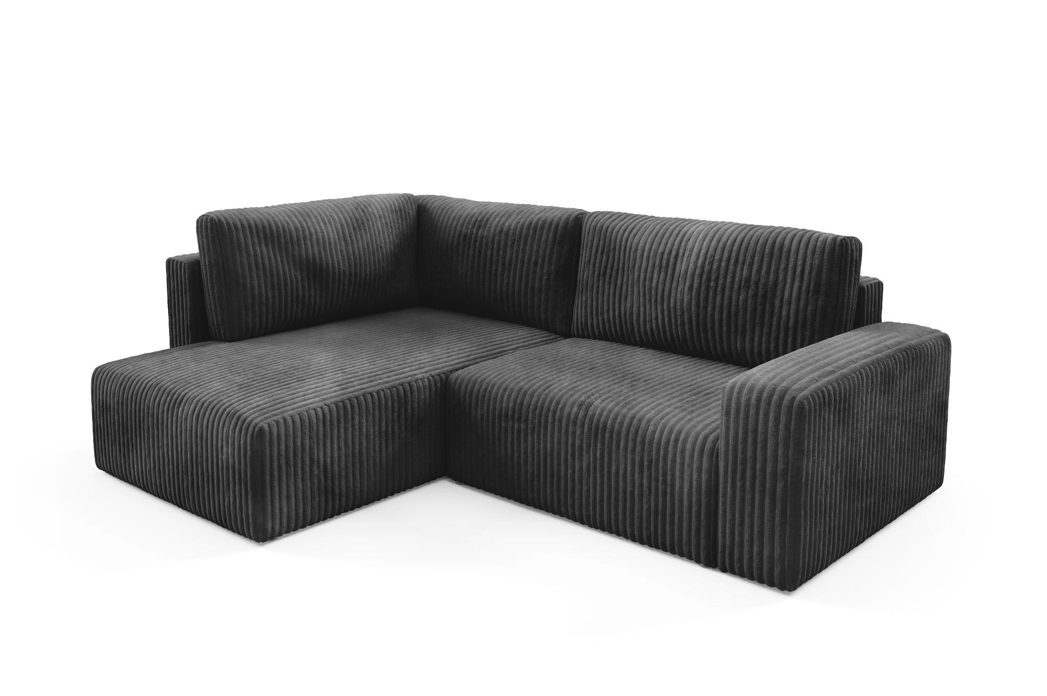ECKSOFA Natalia Xl - Schwarz, Holzwerkstoff/Textil (182/245cm) - Fun Möbel