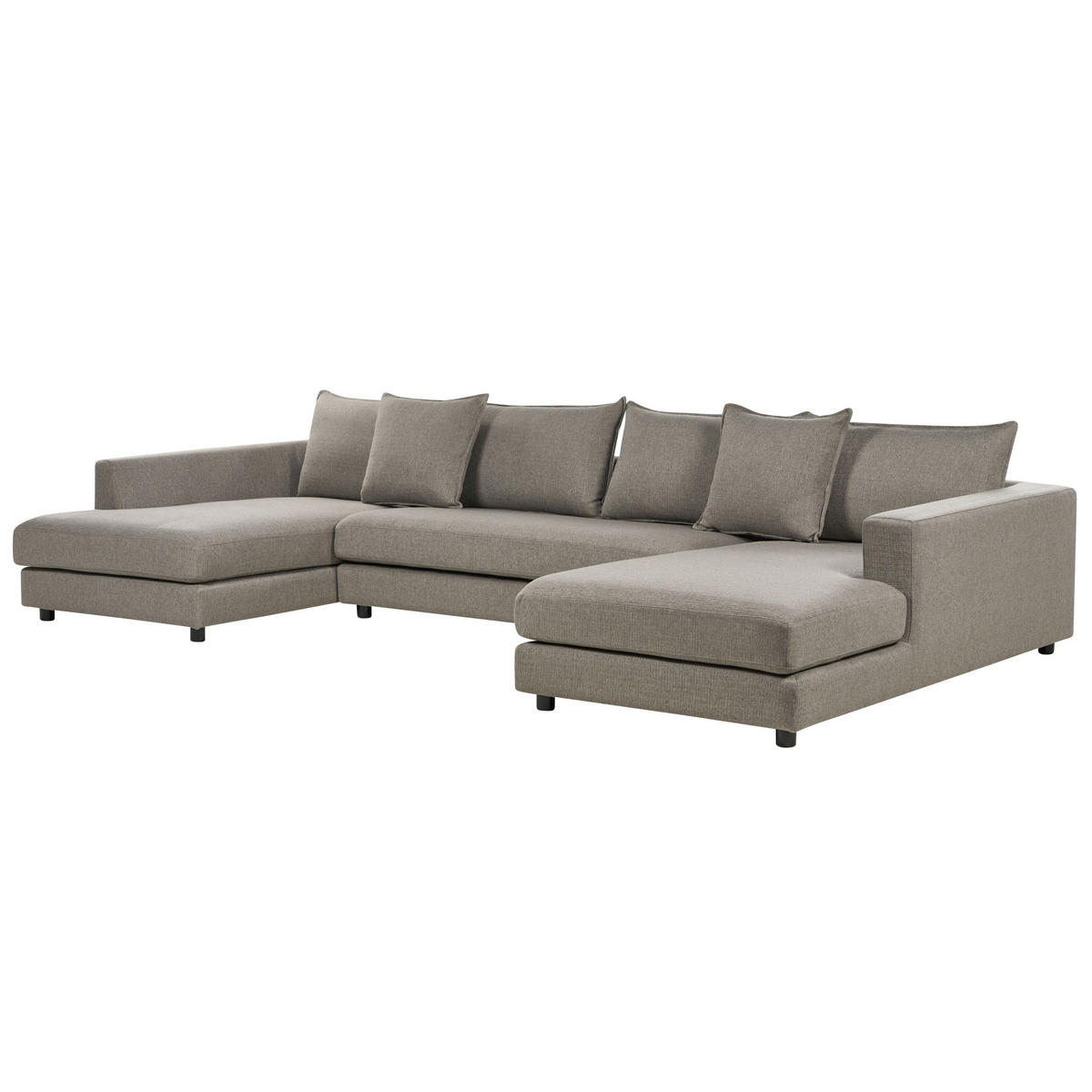 5-SITZER WOHNLANDSCHAFT U-förmig taupe Lilviken - Beige/Schwarz, Textil (359/57/194cm) - Beliani