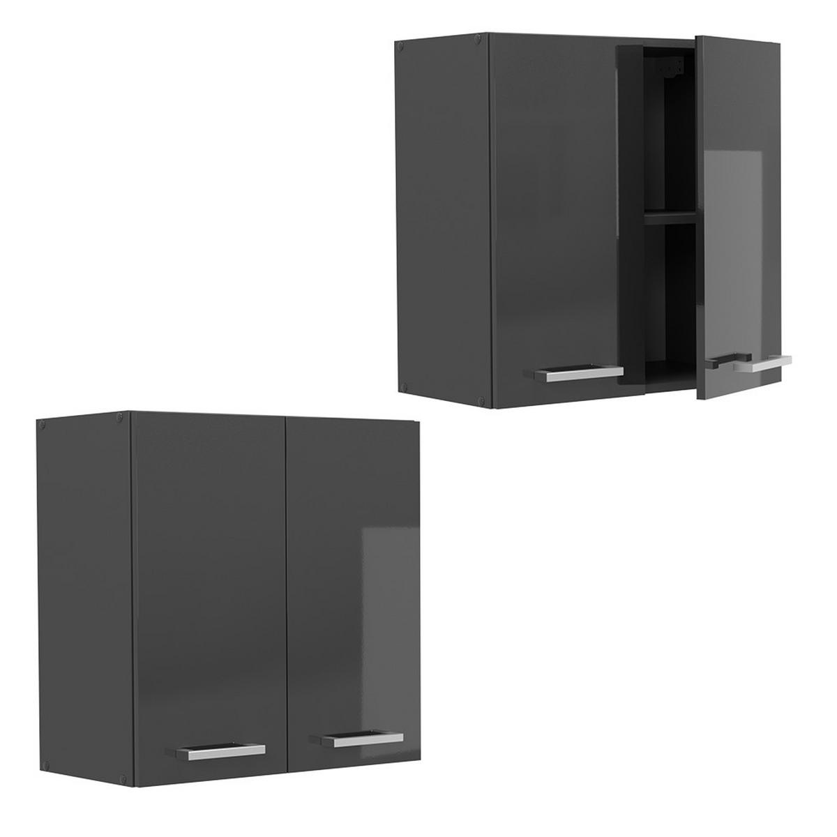 HÄNGESCHRANK R-Line Anthrazit Hochglanz 60 cm - Schwarz Hochglanz/Anthrazit, Holzwerkstoff (60/60/31cm) - Vicco