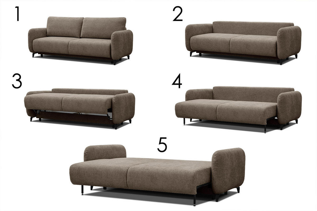SOFA DRAKE 3-Sitzer mit Schlaffunktion, taupe - Taupe/Braun, Holz/Textil (232/90/107cm) - Courtois Laville
