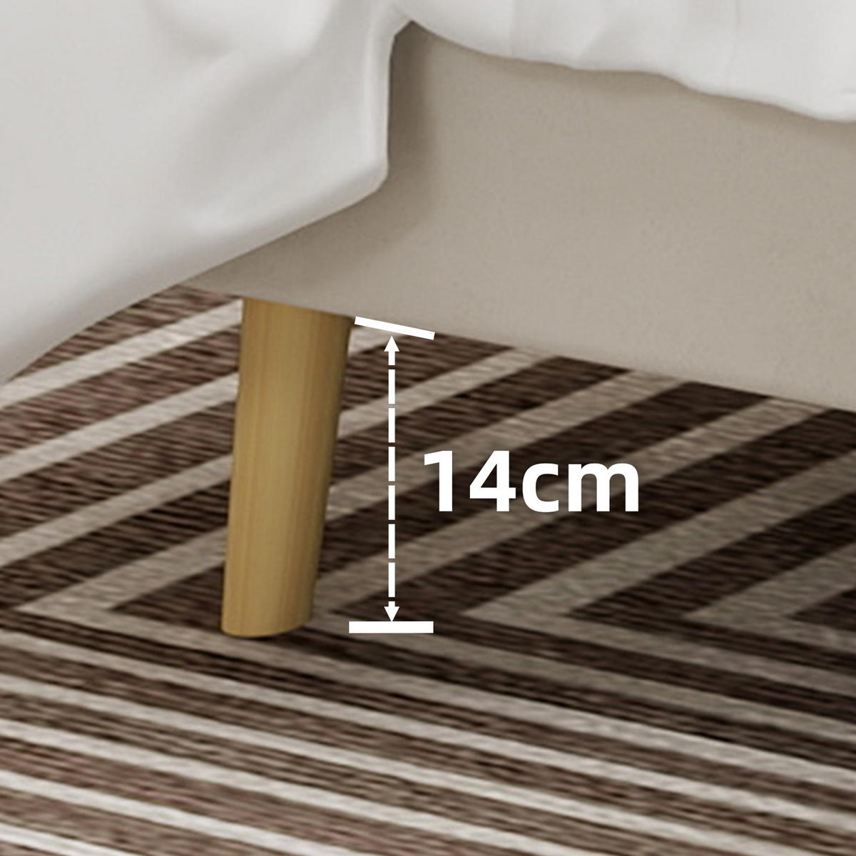 POLSTERBETT 140/200 cm Beige aus Stoff und Metall mit gepolstertem Kopfteil - Beige, Textil (140/200cm) - OKWISH
