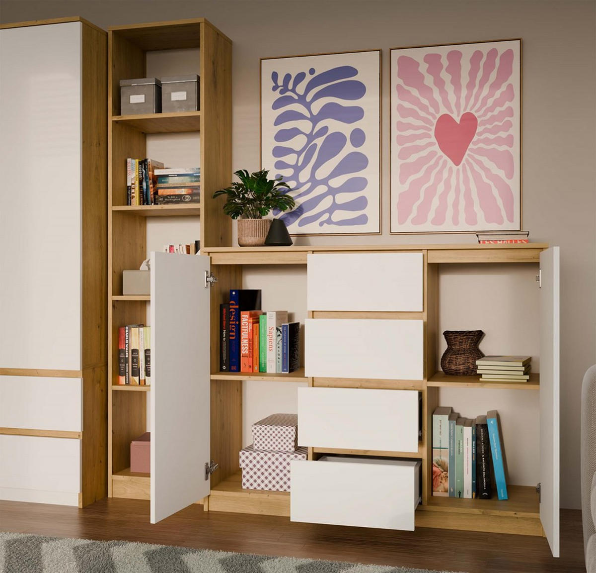 KOMODA Artisan, bílá 120/97/40 - bílá, kompozitní dřevo (120/97/40cm) - RAUMHIRSCH FURNITURE