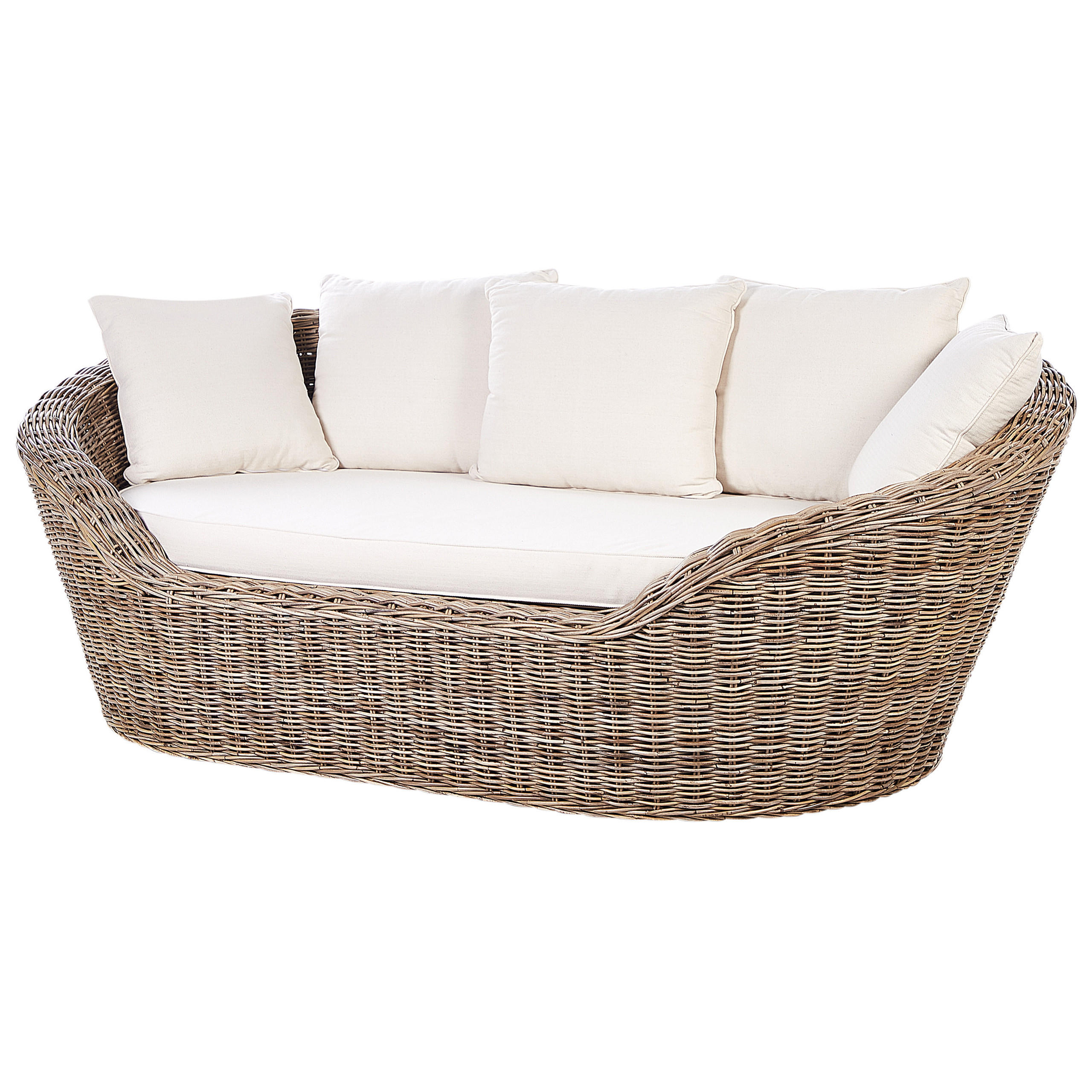 SONNENINSEL 2-Sitzer Naturfarben Cavo - Beige/Naturfarben, Naturmaterialien (227/80/124cm) - Beliani