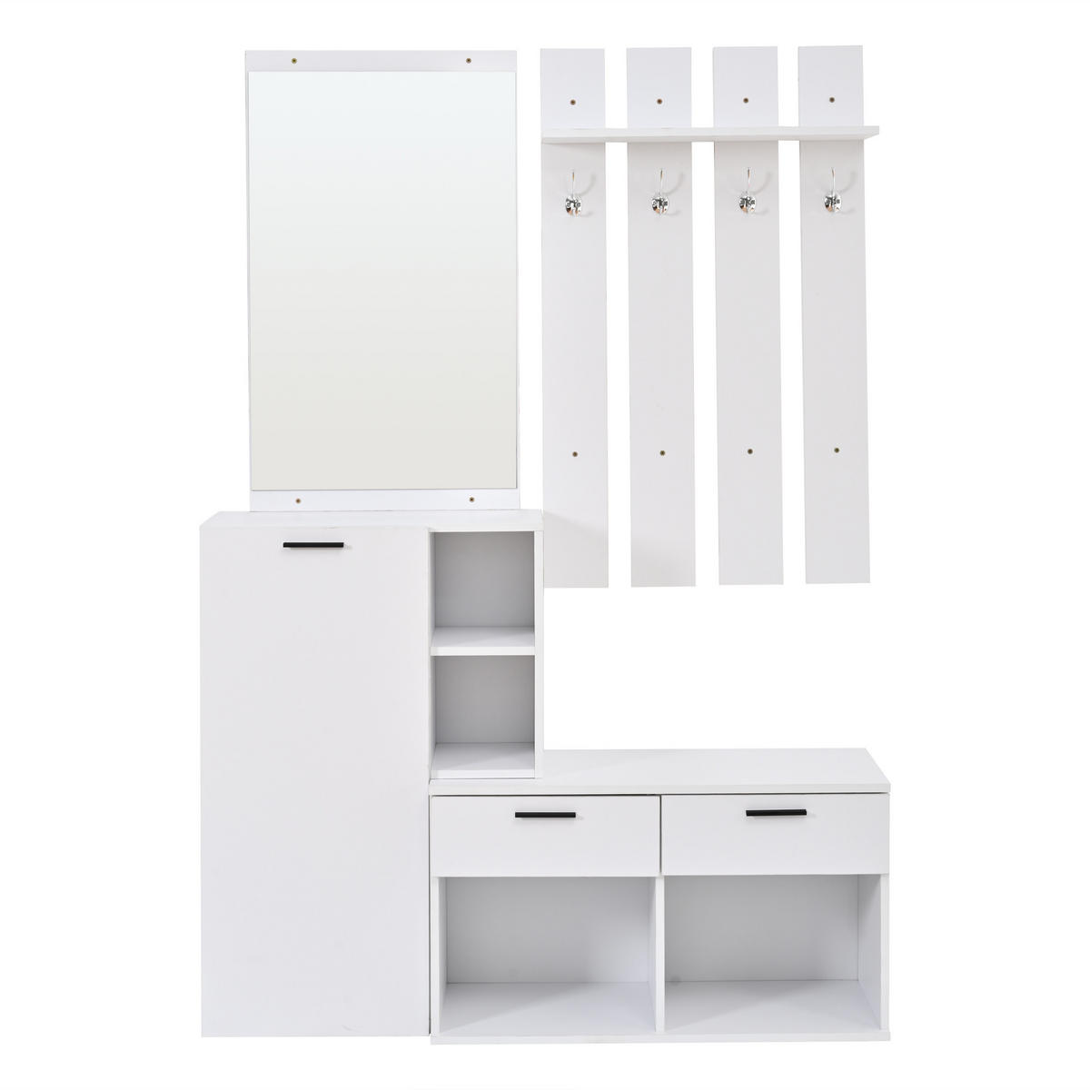 KOMPAKTGARDEROBE Spiegel Schuhschrank 2 Schubladen Weiß - Weiß, Holzwerkstoff (120/175.5/35cm) - FLIEKS