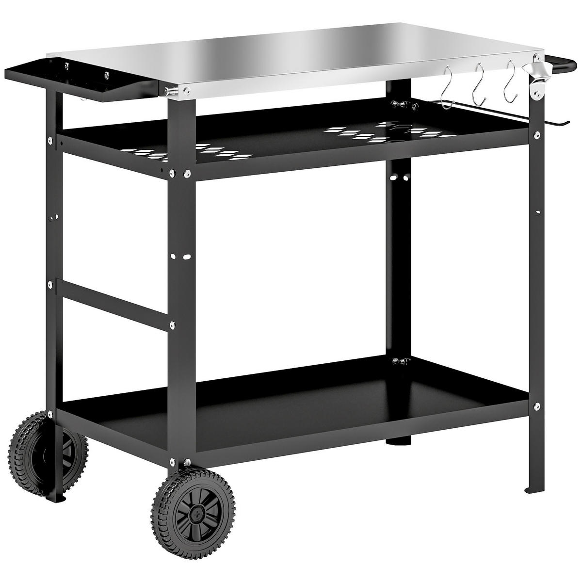 GRILLWAGEN 3-Etagen DE-10046 Schwarz - Schwarz, Metall (52/80/100cm) - ComfortXL