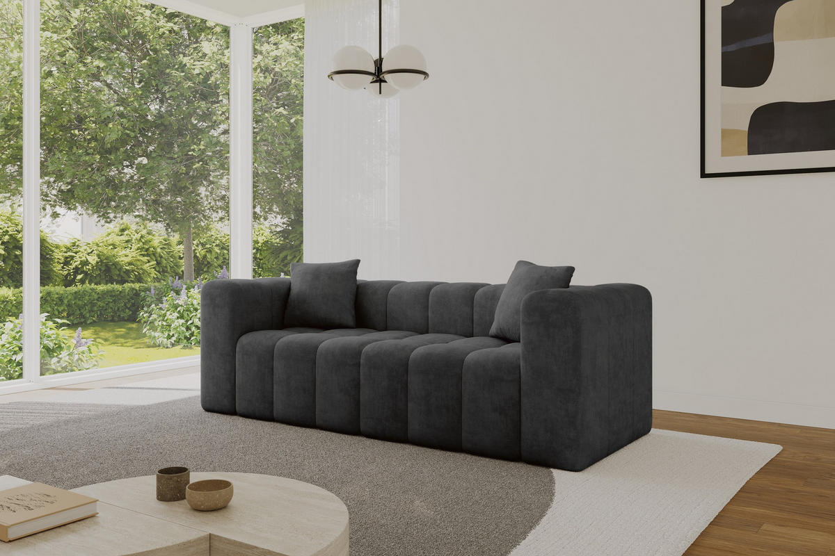 POHOVKA 2-MÍSTNÁ DONY-2 232x90x71 cm Černá Velur - černá, kompozitní dřevo/textil (232/71/90cm) - ALTDECOR