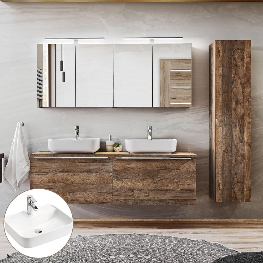 BADMÖBEL-SET 10-TLG. Puebla-56 - Braun, Holzwerkstoff (215/200/46cm) - Lomado