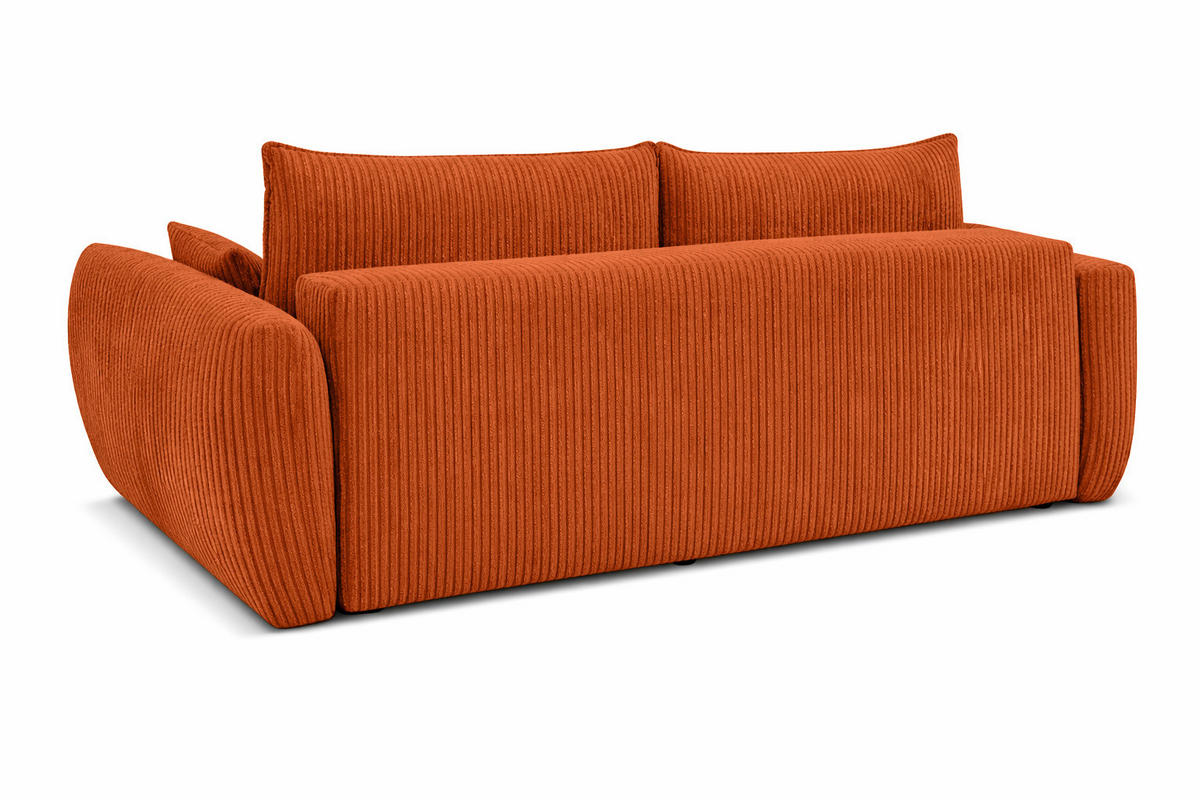SOFA Mit Schlaffunktion Und Bettkasten, Cordstoff Poso, Kupfer, Zephira - Orange, Holz (238/87/102cm) - Kaiser Möbel