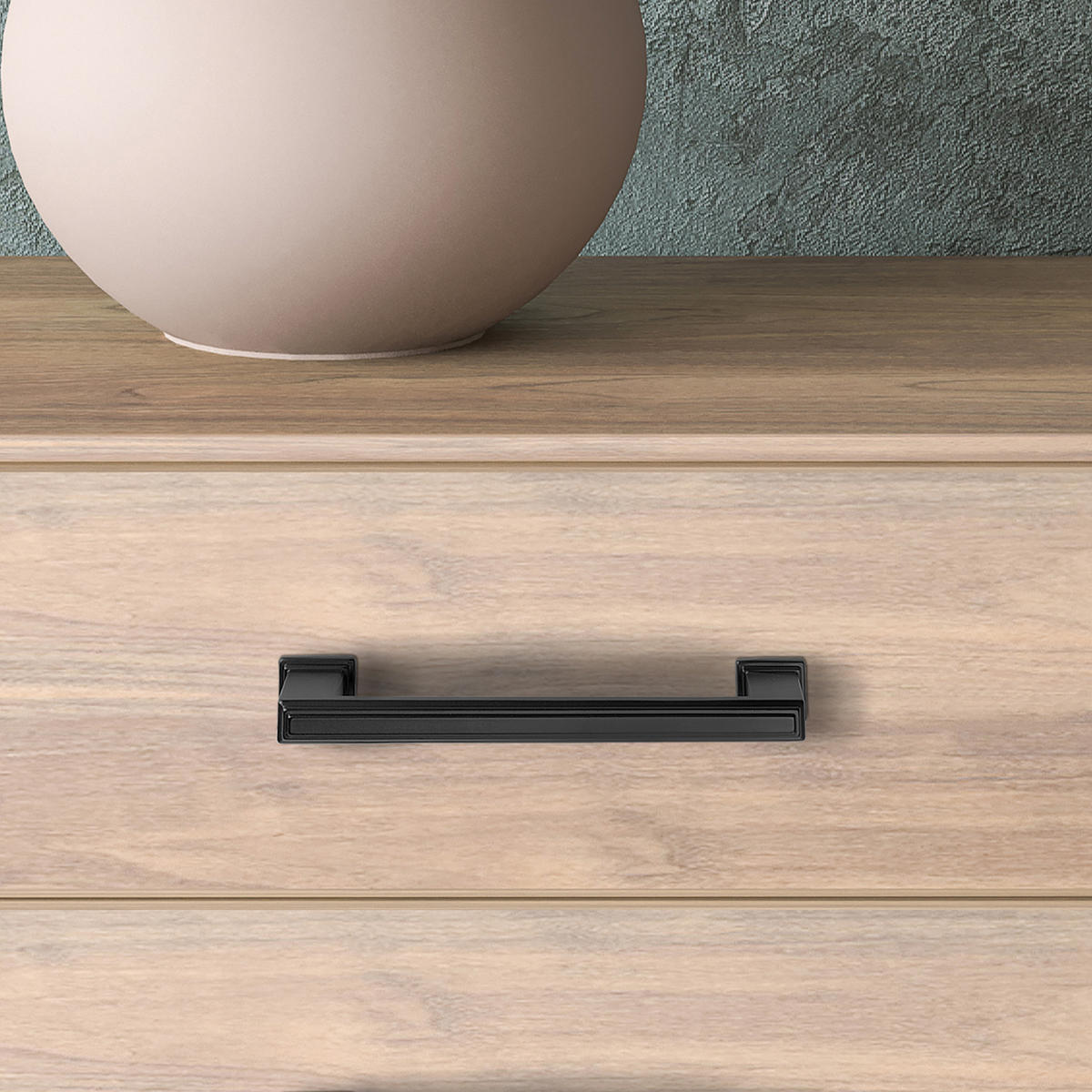 MÖBELGRIFFE Tanger, L147.5mm, 128mm Achsenabstand, Zamak, Schwarz lackiert 5er-set - Schwarz, Kunststoff (1.7/3/14.75cm) - EMUCA