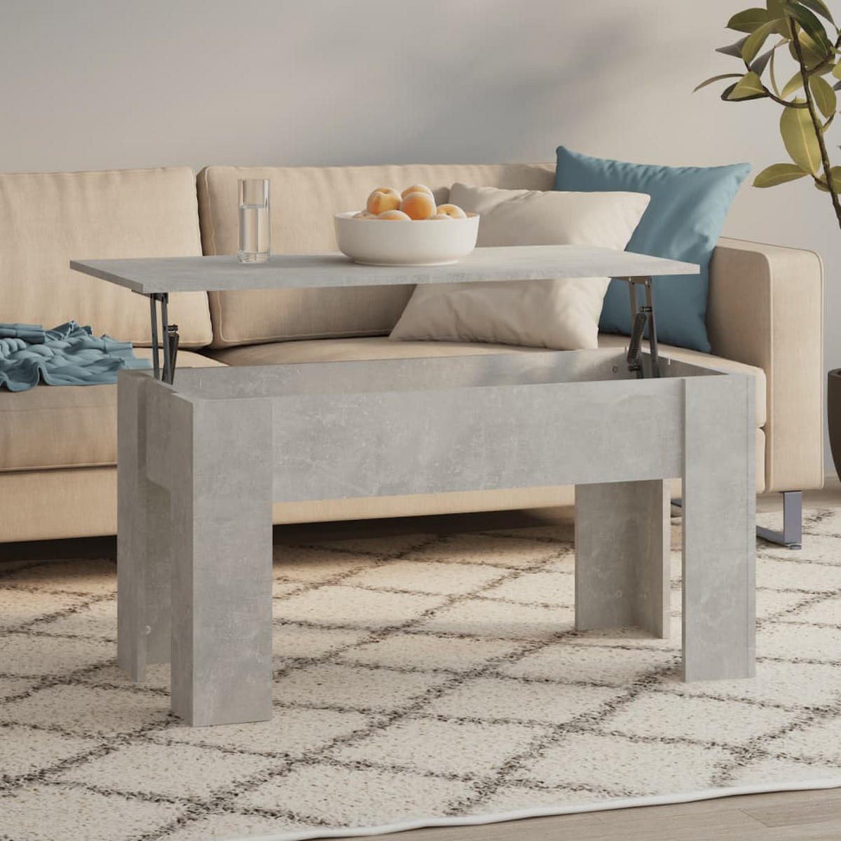 COUCHTISCH Betongrau 101x49x52 cm Holzwerkstoff - Grau, Holzwerkstoff (101/49/52cm) - furnicato