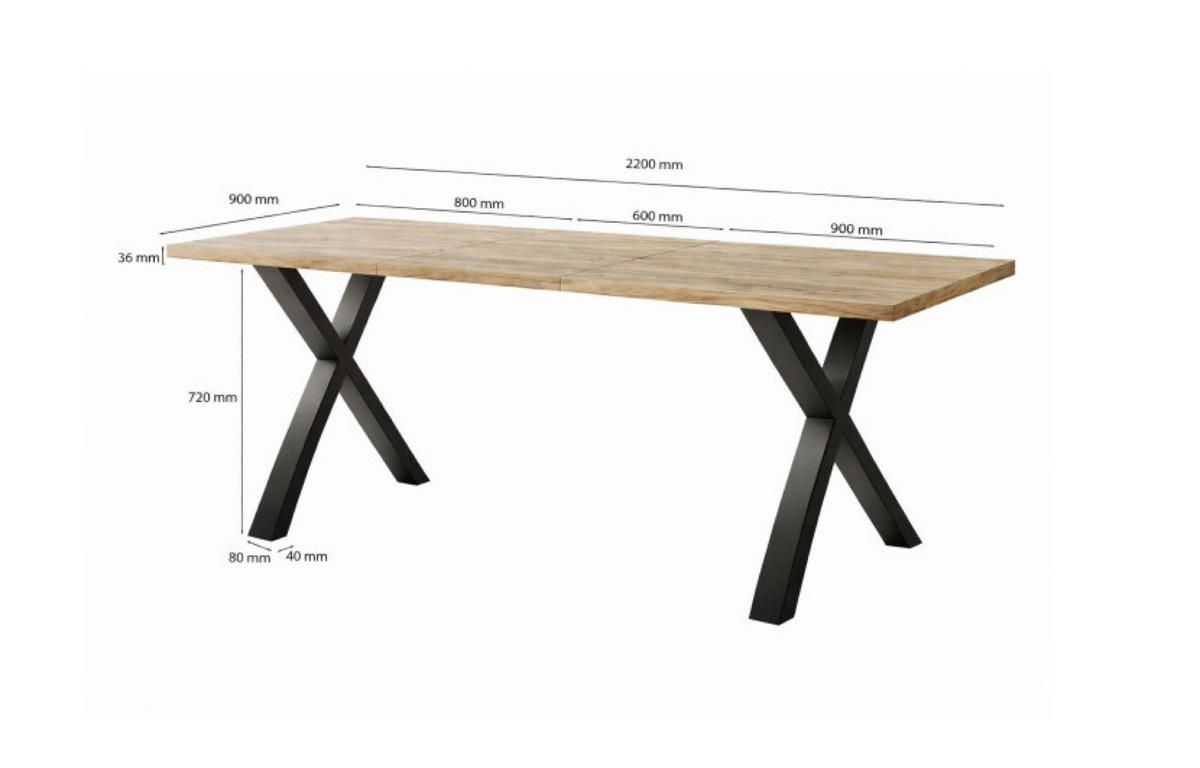 TISCH Sonoma Eiche SOFTI X Ausziehbar 160x90/220 cm - Sonoma Eiche, Holzwerkstoff (220/90/75.6cm) - Sepro Meble