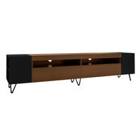TV Lowboard 180x36x43 cm, 2 Türen, Metallfüße, Schwarz Holz - Schwarz, Holz (180/43/36cm)
