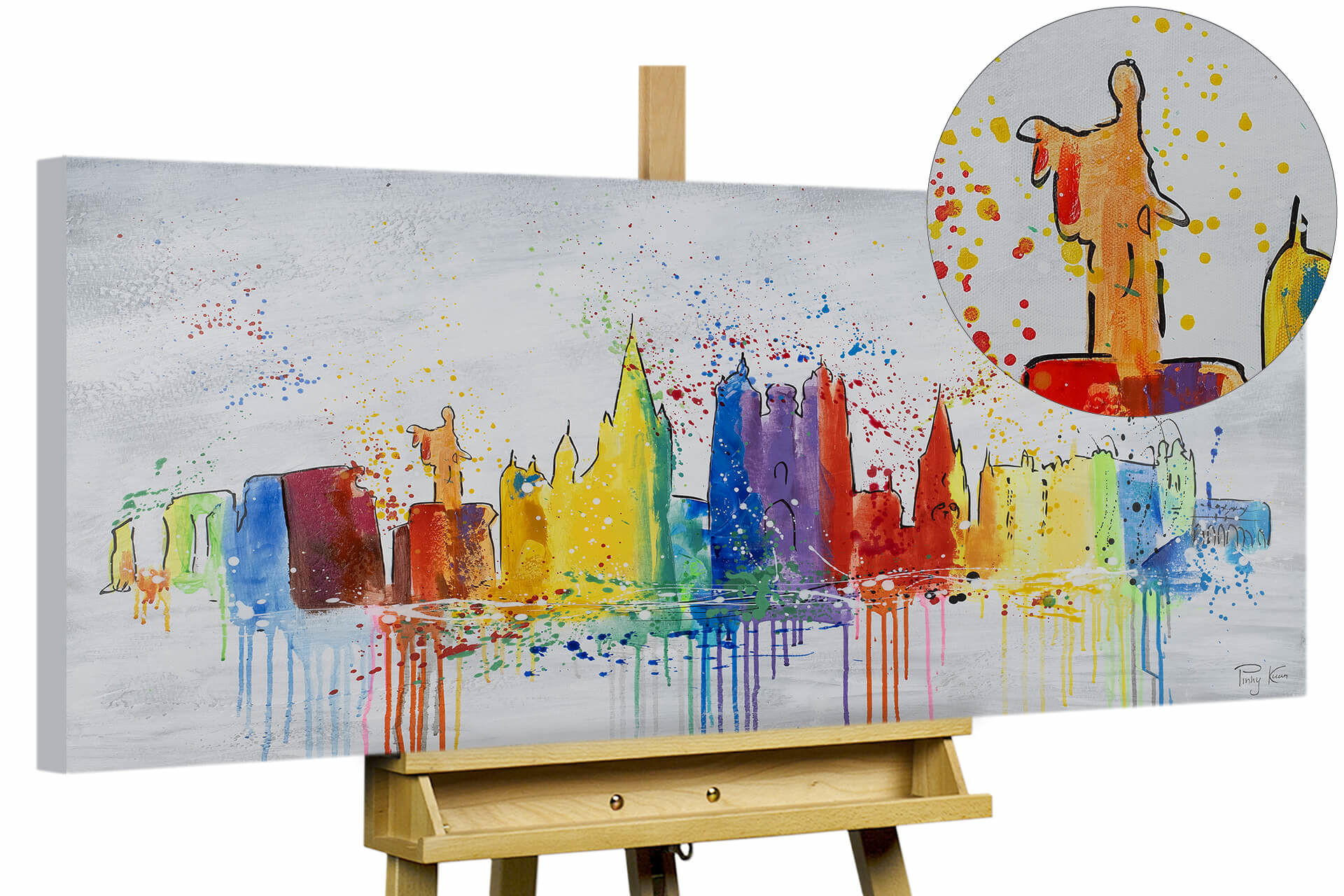 KUNSTLOFT RUČNĚ MALOVANÝ AKRYLOVÝ OBRAZ ŠEDÝ, 120/60 CM