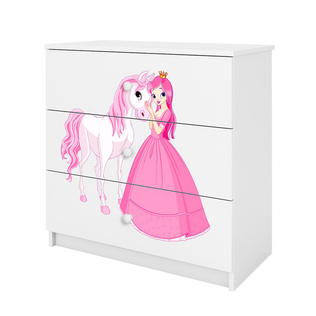 KOMODA Babydreams Princezná Kôň 81/81/41 - biela, kompozitné drevo (81/80/41cm) - Petits-meubles