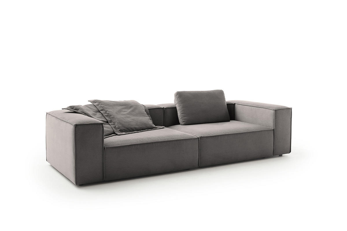 SOFA CARMO Anthrazit Cord - Anthrazit/Schwarz, Kunststoff/Textil (306/68/118cm) - KAWOLA