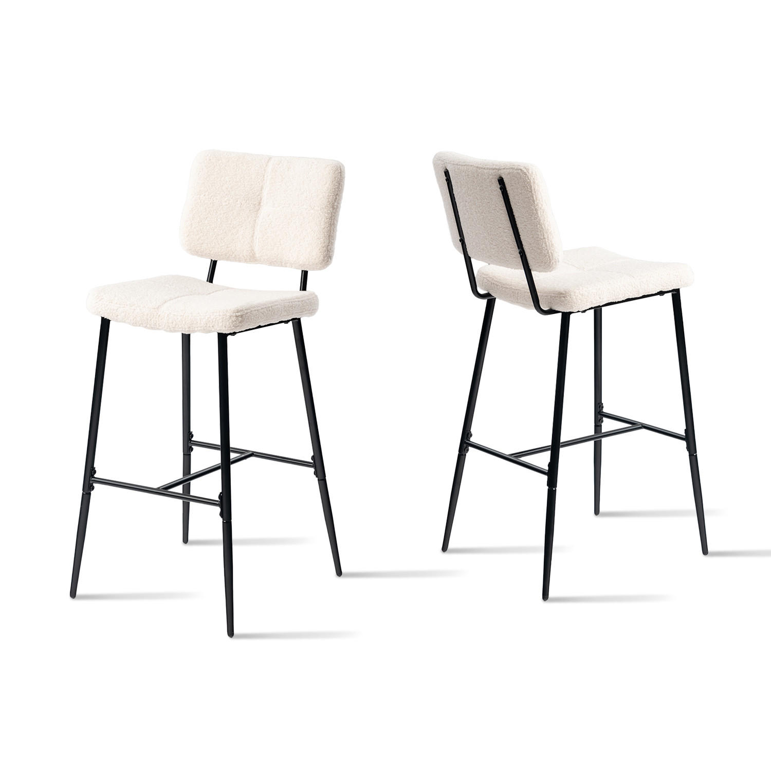 BARHOCKER in Eisen Bouclé-Stoff - Beige, Metall (46.5/104/53cm) - Meubles Cosy