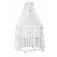 BABYBETT WHITE, 7in1 mit Matratze - Weiß/Hellblau, Holz (73/123cm) - waldin